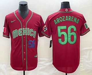 Mens Mexico Baseball #56 Randy Arozarena Number 2023 Red World Classic Stitched Jersey->2023 world baseball classic->MLB Jersey